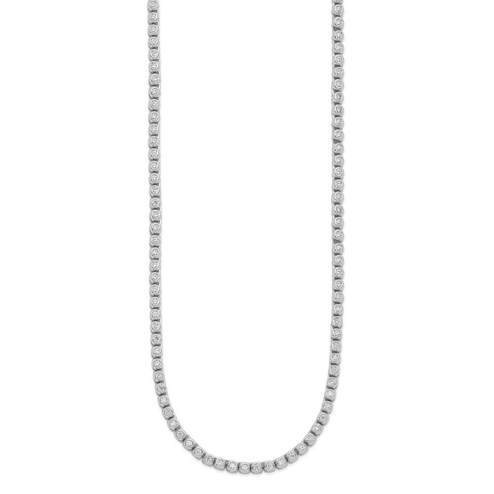 Sterling Shimmer Sterling Silver Rhodium-plated Bezel Set 1.7mm CZ 135 Stone 17 inch Necklace 17 Inches