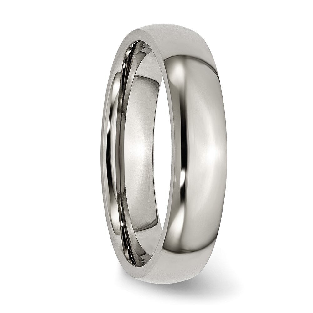Titanium Polished 5mm Half Round Band Size - 6.5