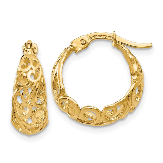 10K Polished Hinged Hoop Earrings