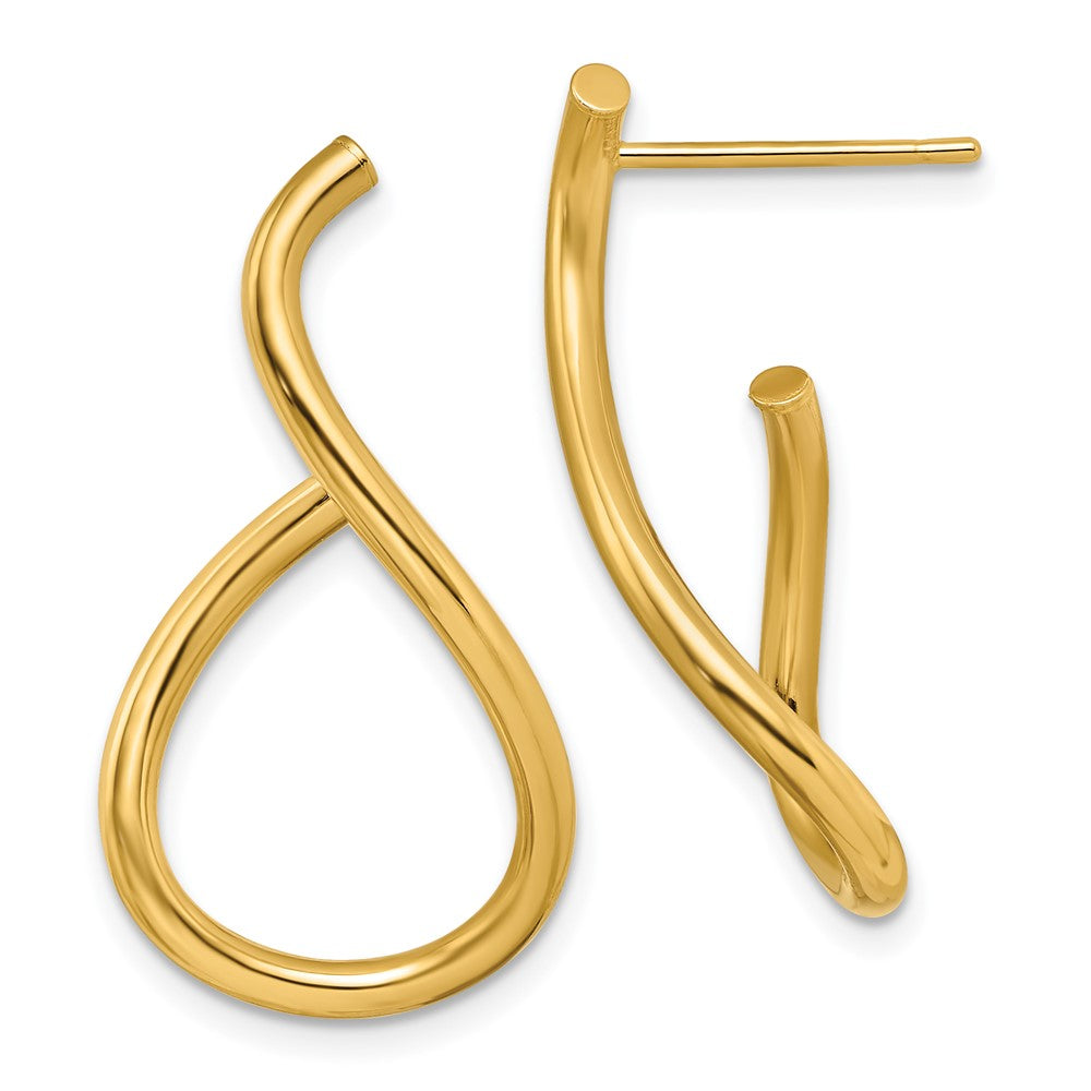 14K 29.5mm Polished Twisted Teardrop Post Dangle Earrings