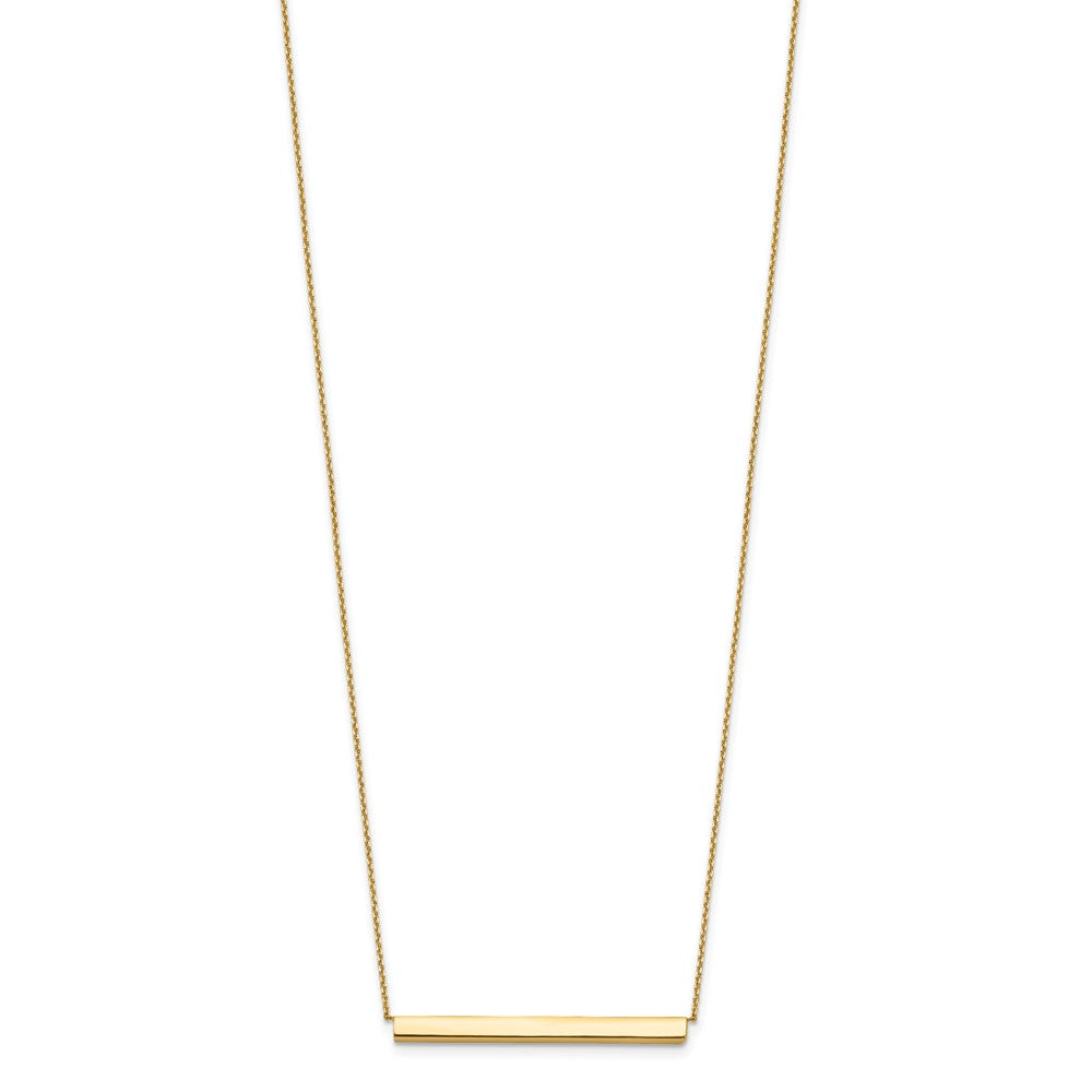 14K Polished with 1in ext. Bar Necklace