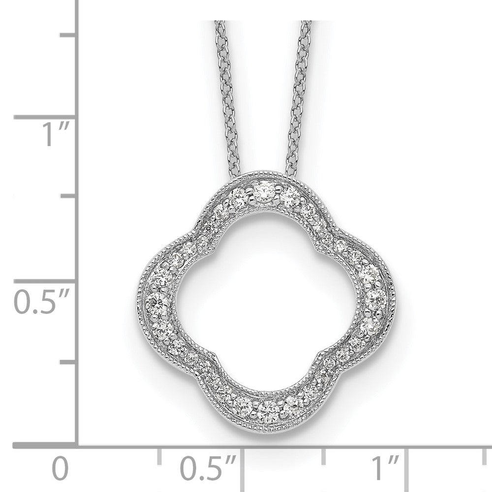 True Origin 14k White Gold 3/8 carat Lab Grown Diamond VS DEF 18 inch Quatrefoil Floral Necklace