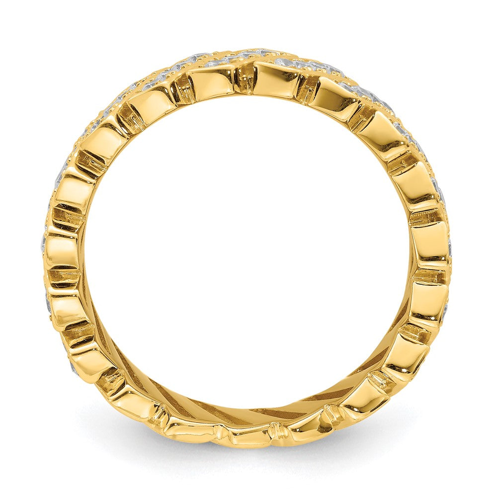 Sterling Silver Gold-tone Slanted CZ Band