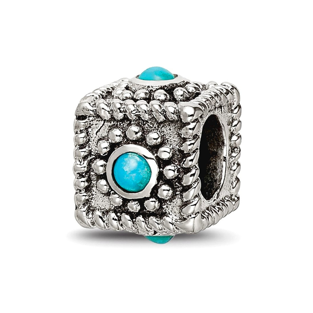 Sterling Silver Reflections Square 4 Stone Turquoise Bead