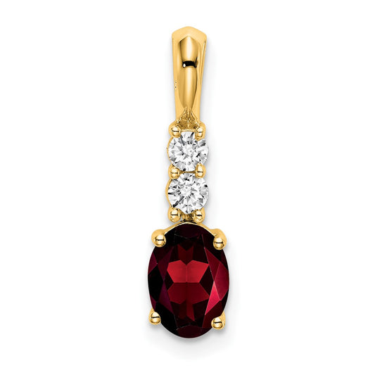 14K Oval Garnet and Diamond Pendant