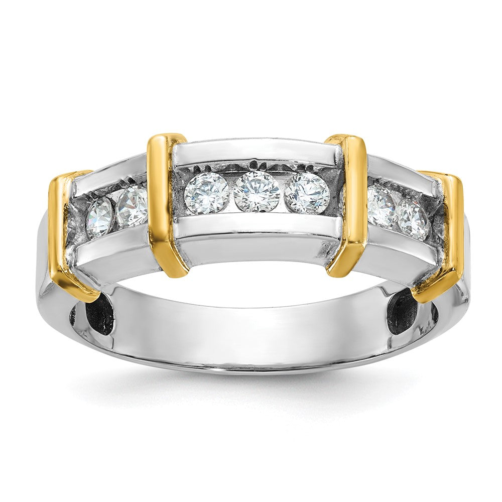 IBGoodman 14k Two-tone Men's Polished 7-Stone 1/2 Carat AA Quality Diamond Ring
