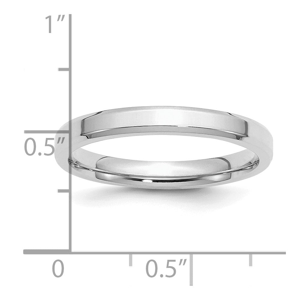 SS Rhodium-plated 3mm Bevel Edge Size 11 Band