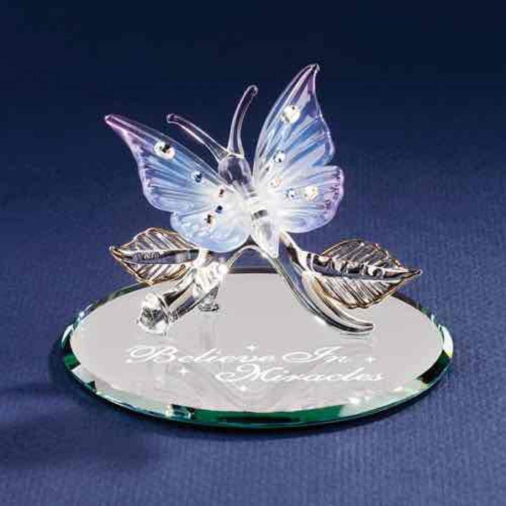 Butterfly Believe in Miracles Glass Figurine