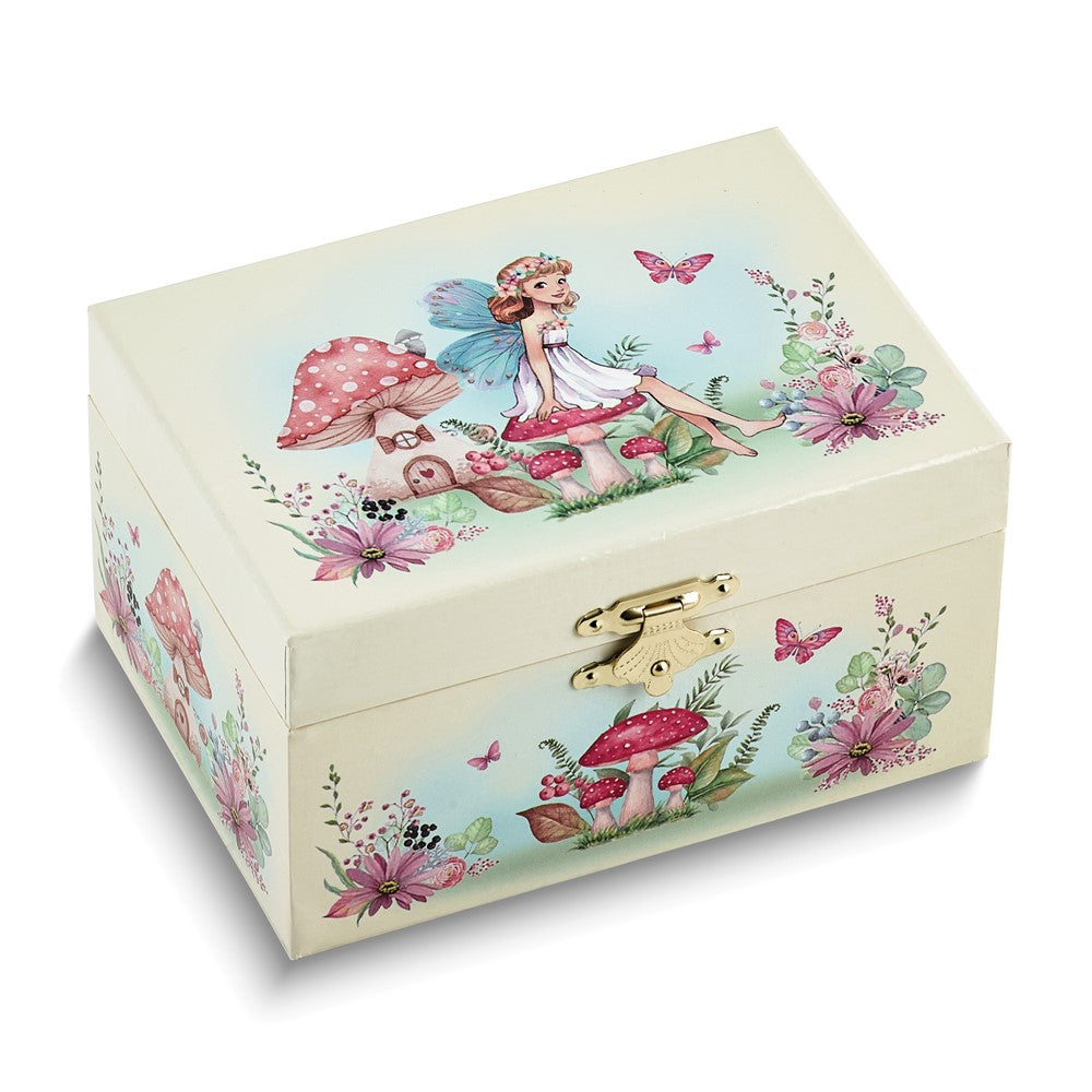 Childrens Mushrooms with Fairy Mirrored Musical Jewelry Box (Plays Magic Flute)
