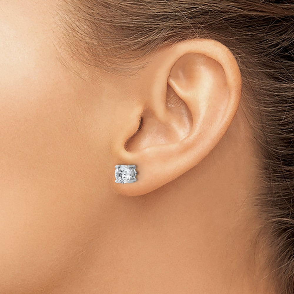 14k White Gold 2 ctw Certified Lab Grown Diamond VS/SI+ G+ Round 4 Prong Heavy Wt. Stud Earrings