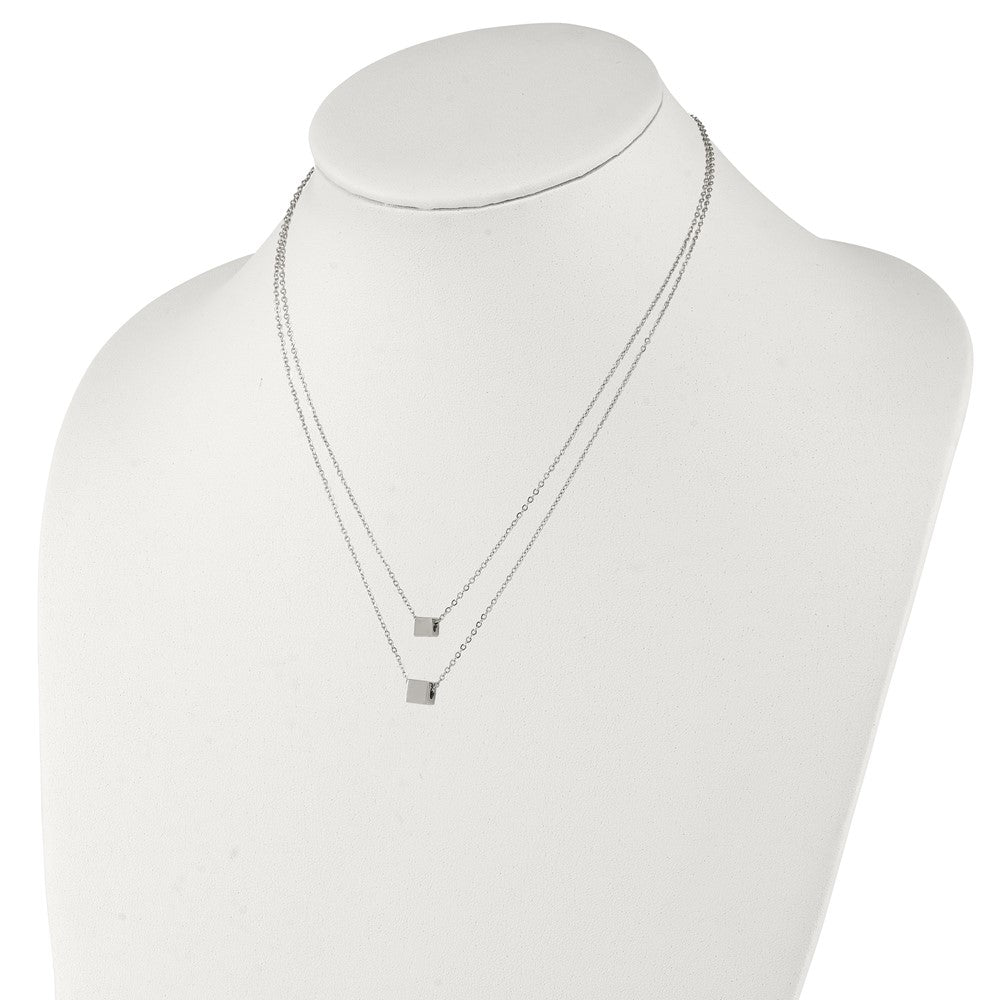 Stainless Steel Polished Two Strand 17in with 2in ext. Necklace