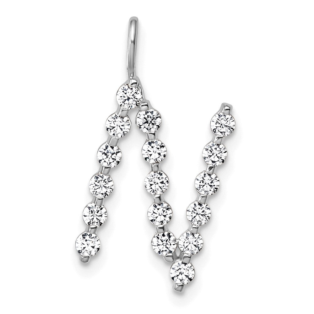 True Origin 14k White Gold 5/8 carat Lab Grown Diamond VS DEF Alphabet N Pendant