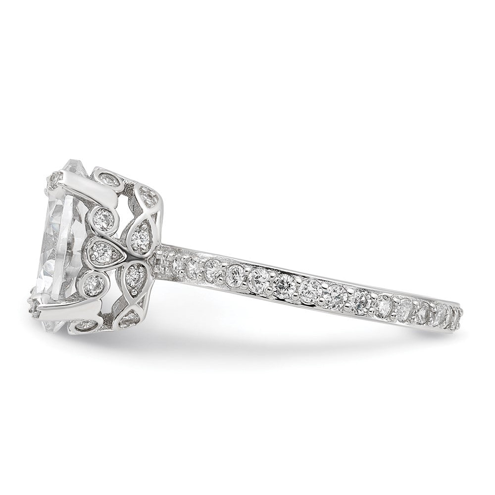 Sterling Silver Rhoudium-plated Oval CZ Ring