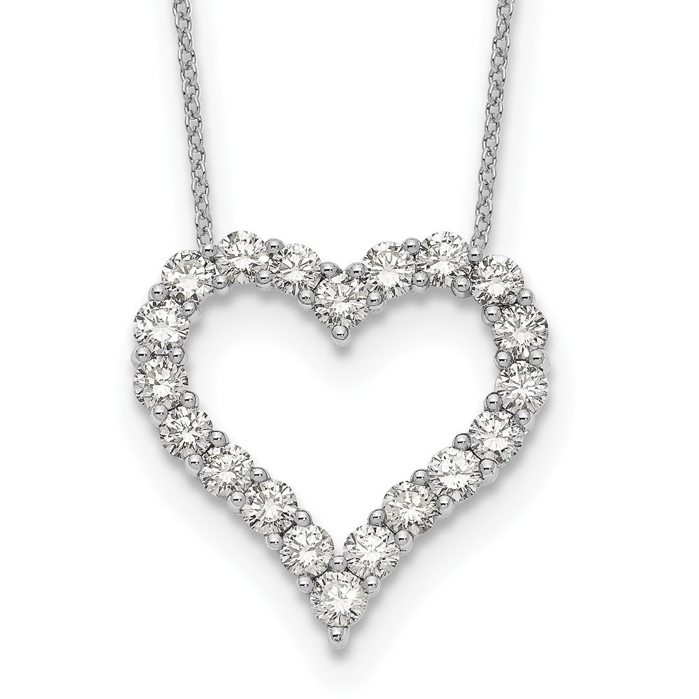 True Origin 14K White Gold 2 carat Lab Grown Diamond VS+ F+ Complete 18in Open Heart Necklace