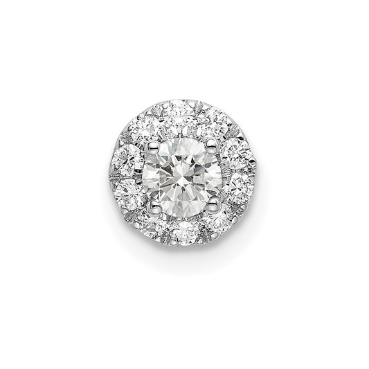14k White Gold 1/3 carat Lab Grown Diamond VS/SI+ G+ Round Halo Chain Slide Pendant