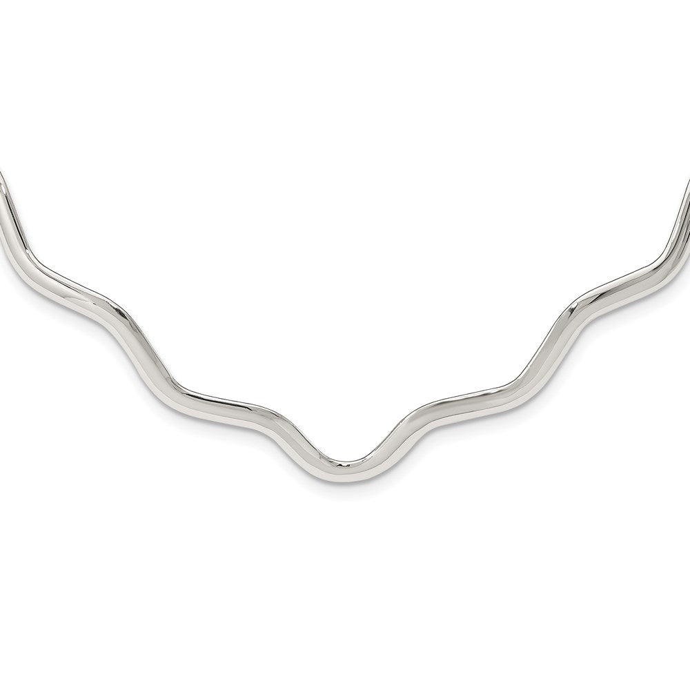 Sterling Silver Wavy V-Shape Neck Collar 14 Inches