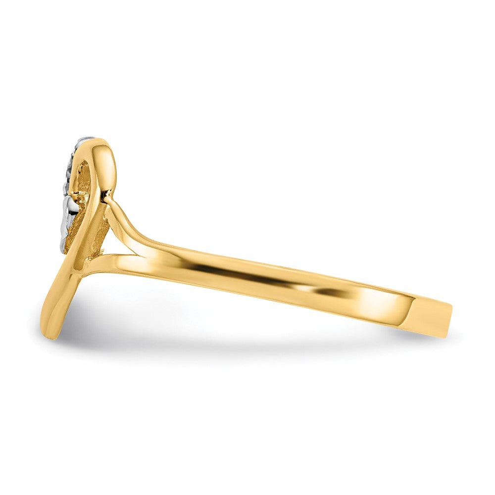 14K and White Rhodium Polished Heart Ring Size 7