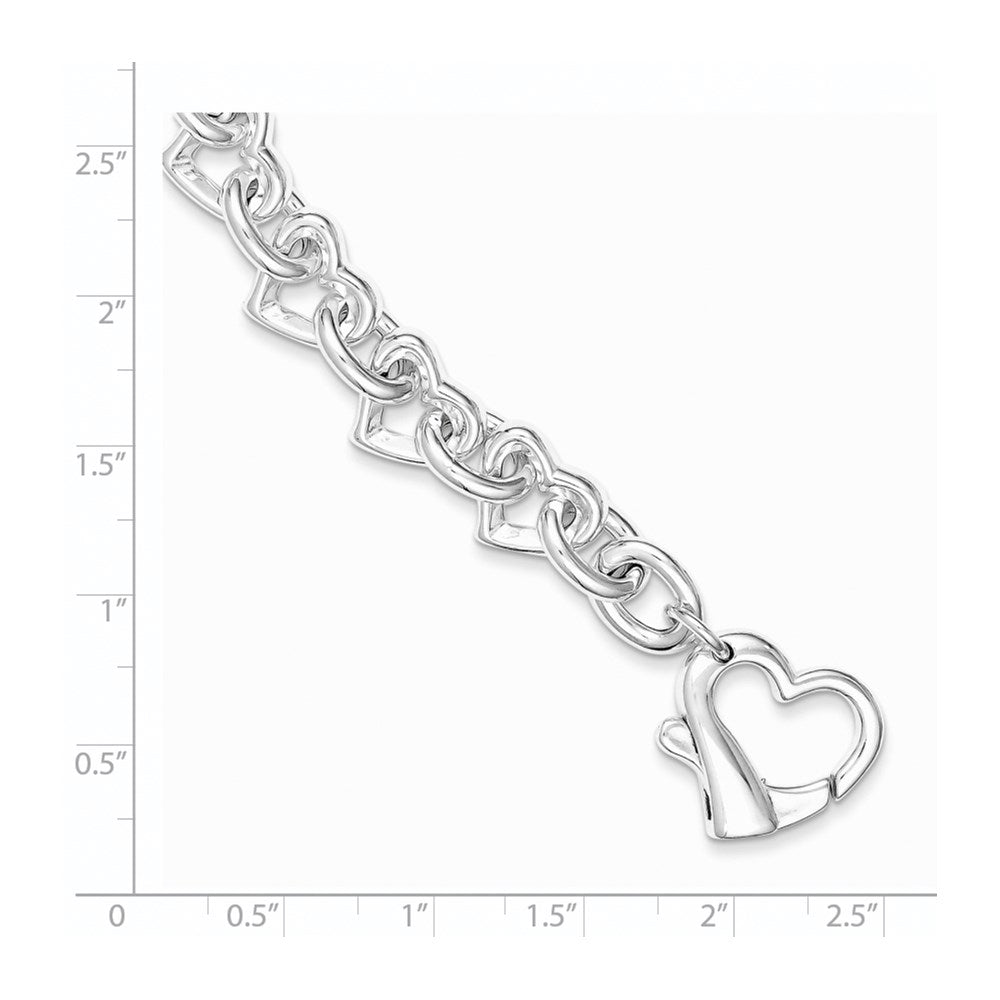 Sterling Silver 7.5inch Polished Fancy Heart Link Bracelet 7.5 inches