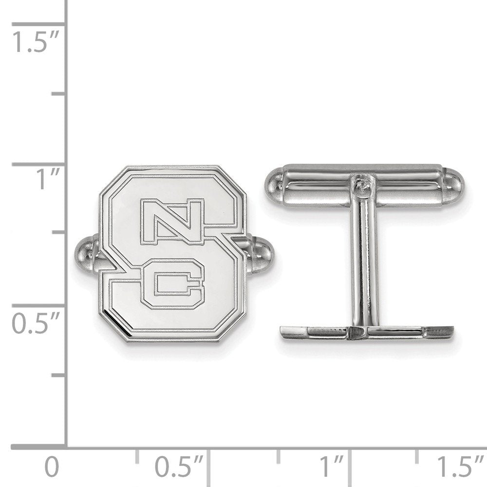 Sterling Silver Rhodium-plated LogoArt North Carolina State University N-C-S Cuff Links QSS012NCS