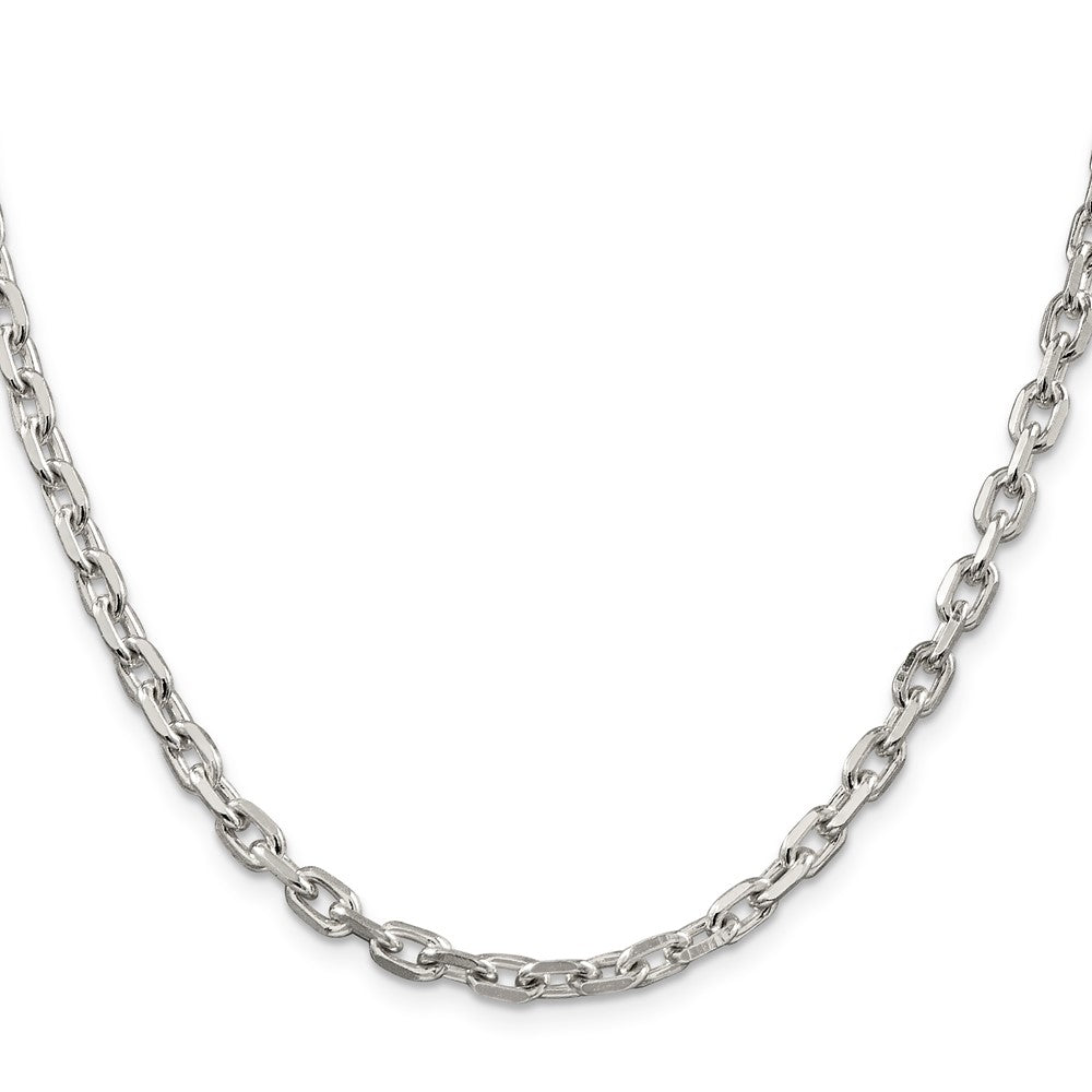 Sterling Silver 4.9mm Beveled Oval Cable Chain 22 Inches