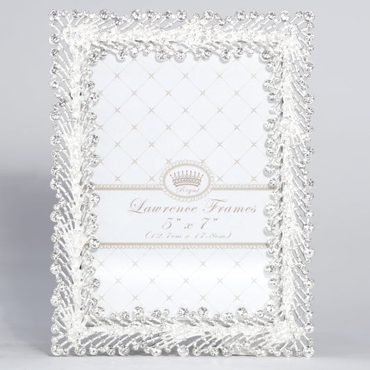 5x7 Jasmond Silver Metal Frame with Crystal Spray