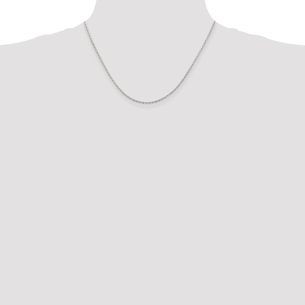 Sterling Silver 1.5mm Beveled Oval Cable Chain 18 Inches
