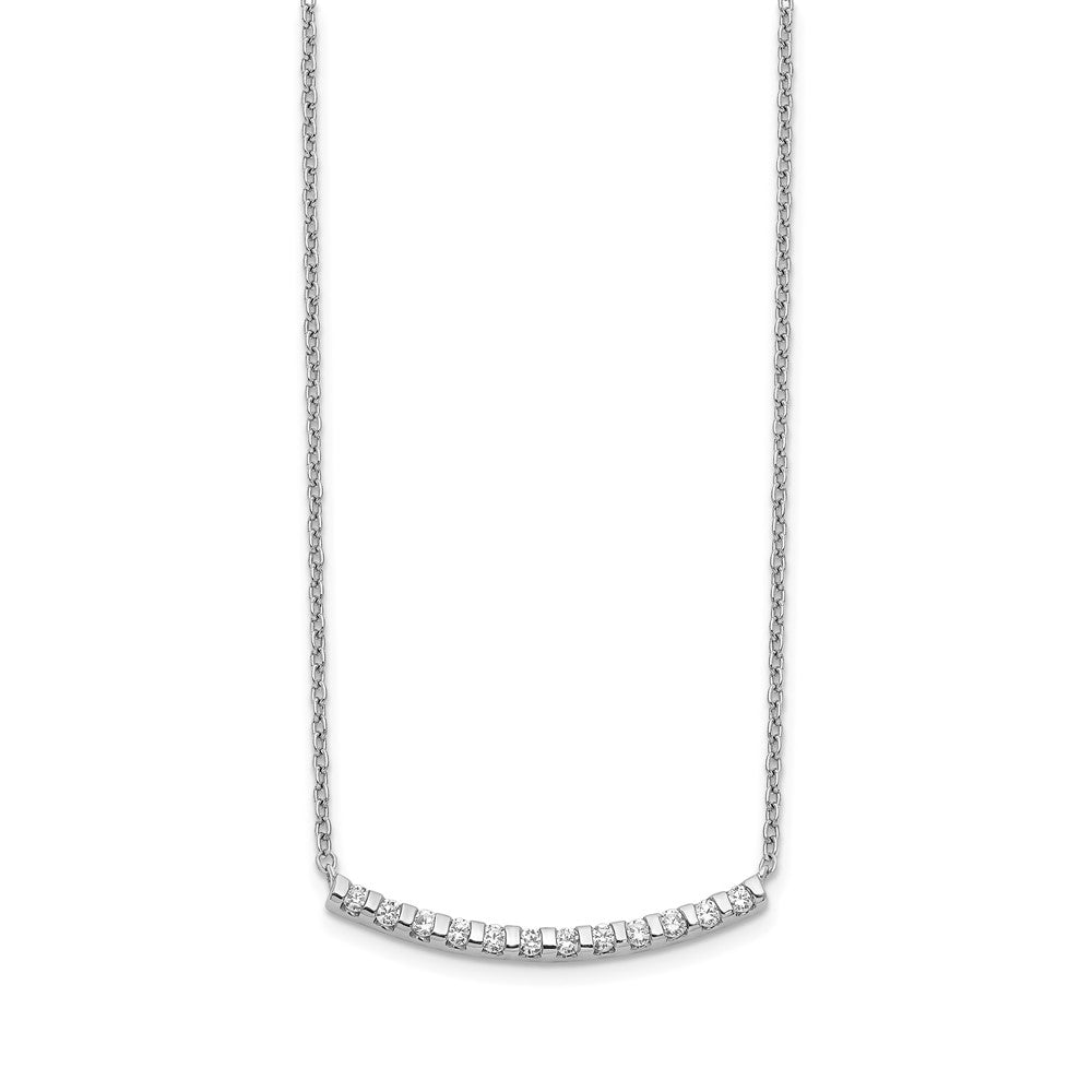 14k White Gold 1/4 carat Lab Grown Diamond VS/SI+ G+ 18 inch Curved Bar Necklace