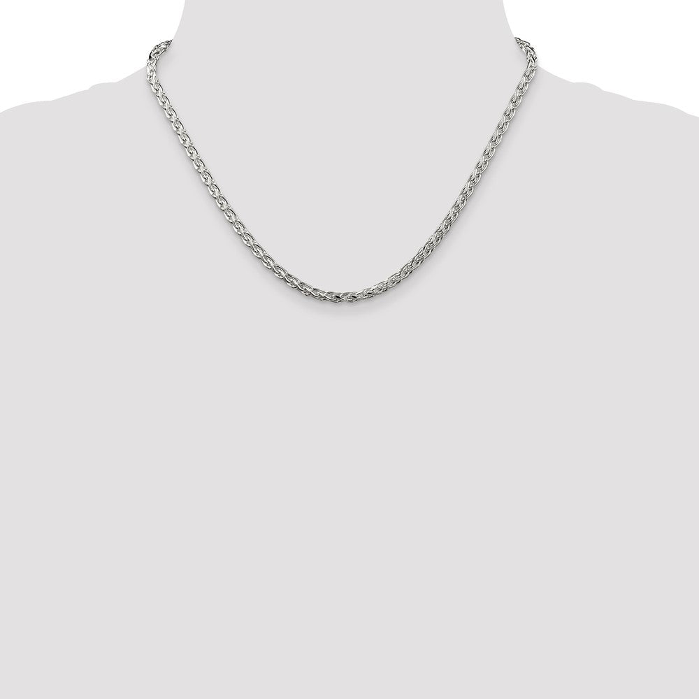 Sterling Silver 3.5mm Diamond-cut Round Spiga Chain 18 Inches