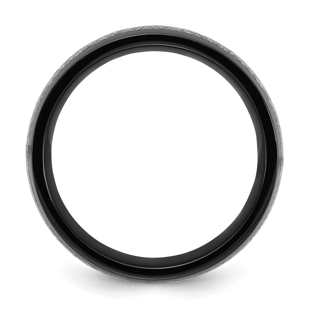 Chisel Titanium Polished Black IP-plated with Imitation Meteorite Inlay 8mm Band Size - 8.5