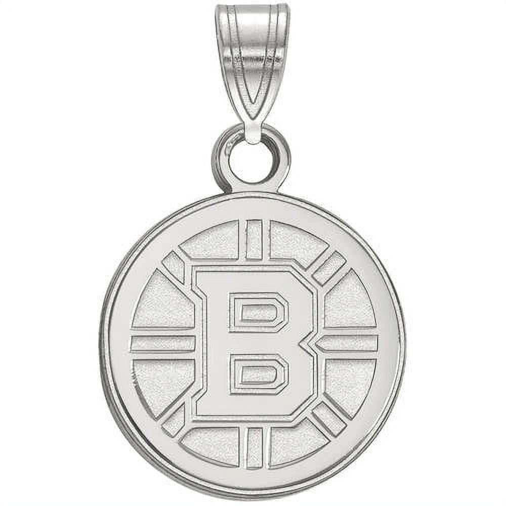 LogoArt Sterling Silver Rhodium-plated NHL Boston Bruins Small Pendant