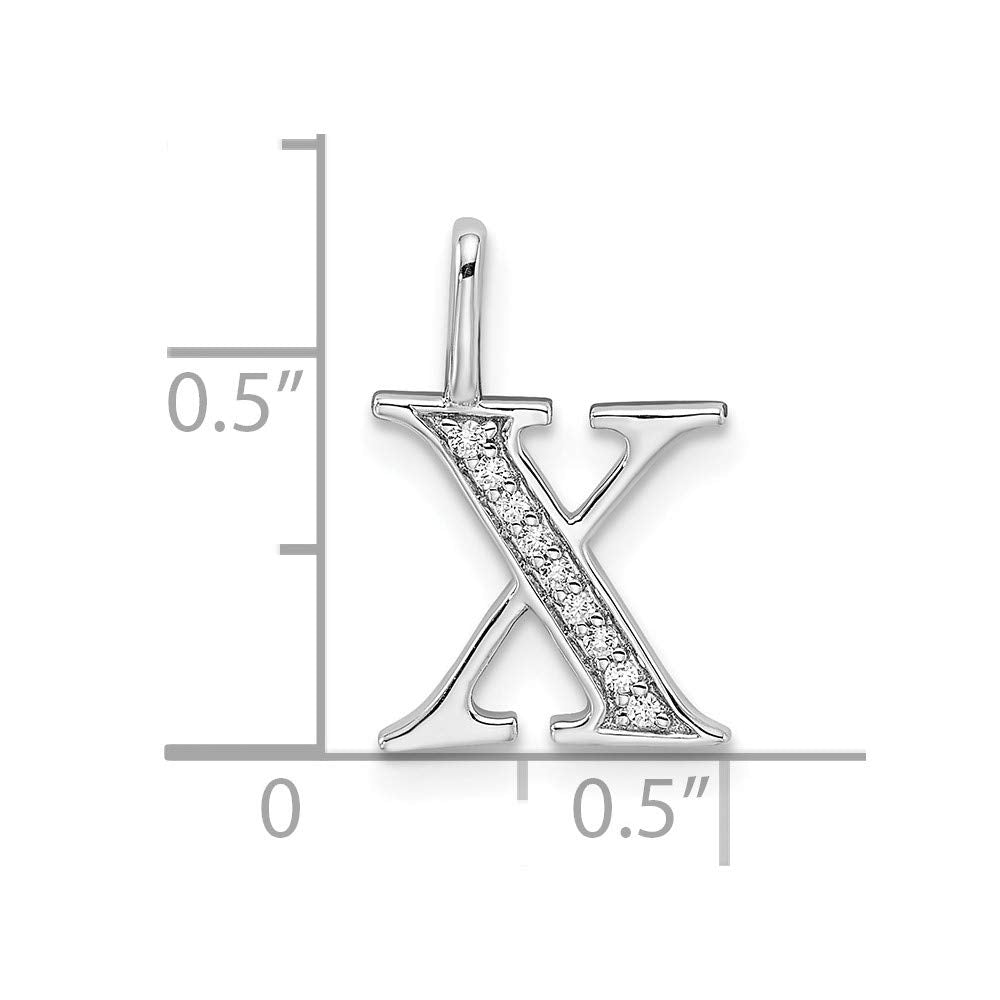 14K White Gold Diamond 0.045-CT Letter X Initial Charm Pendant
