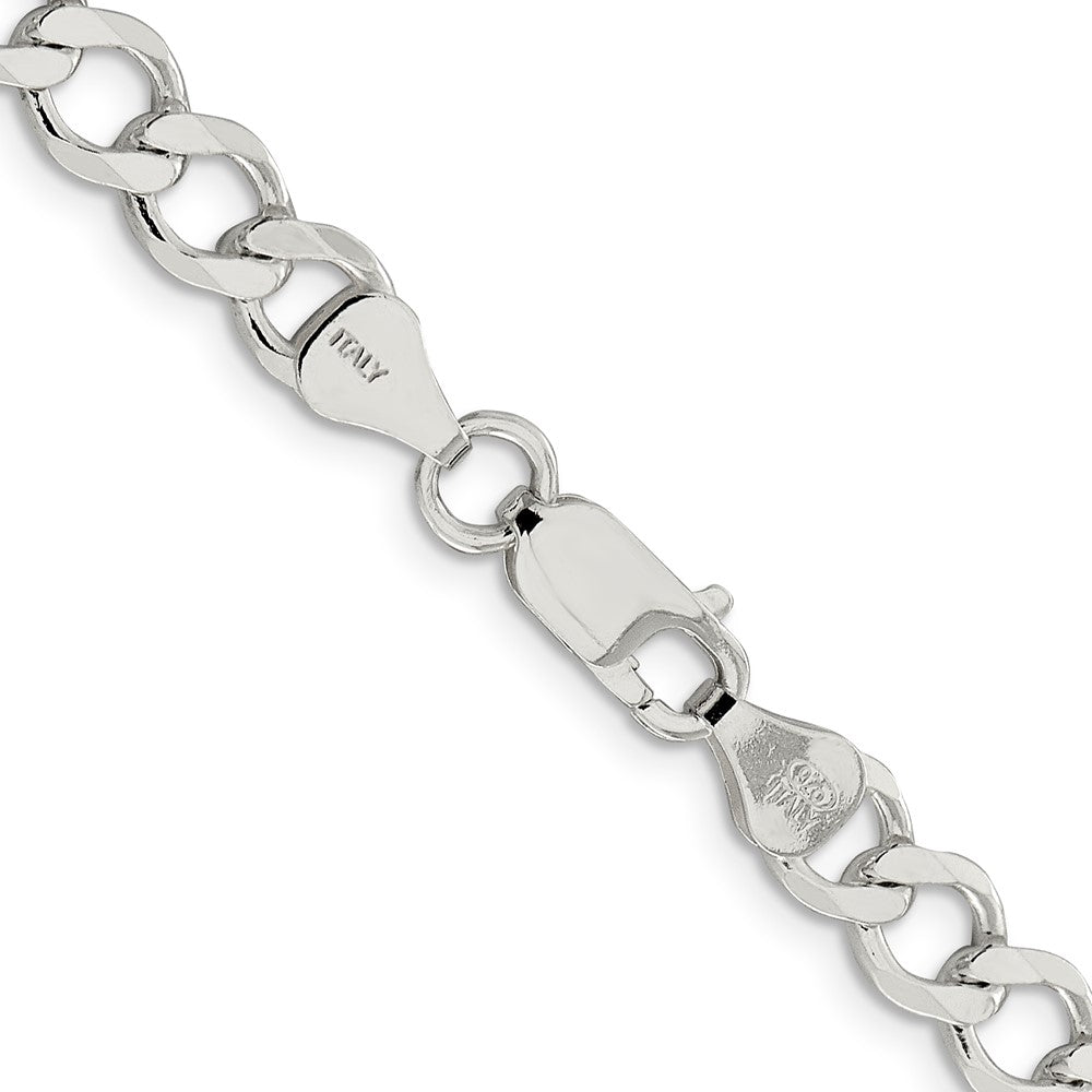 Sterling Silver 6.7mm Semi-solid Flat Curb Chain 20 Inches