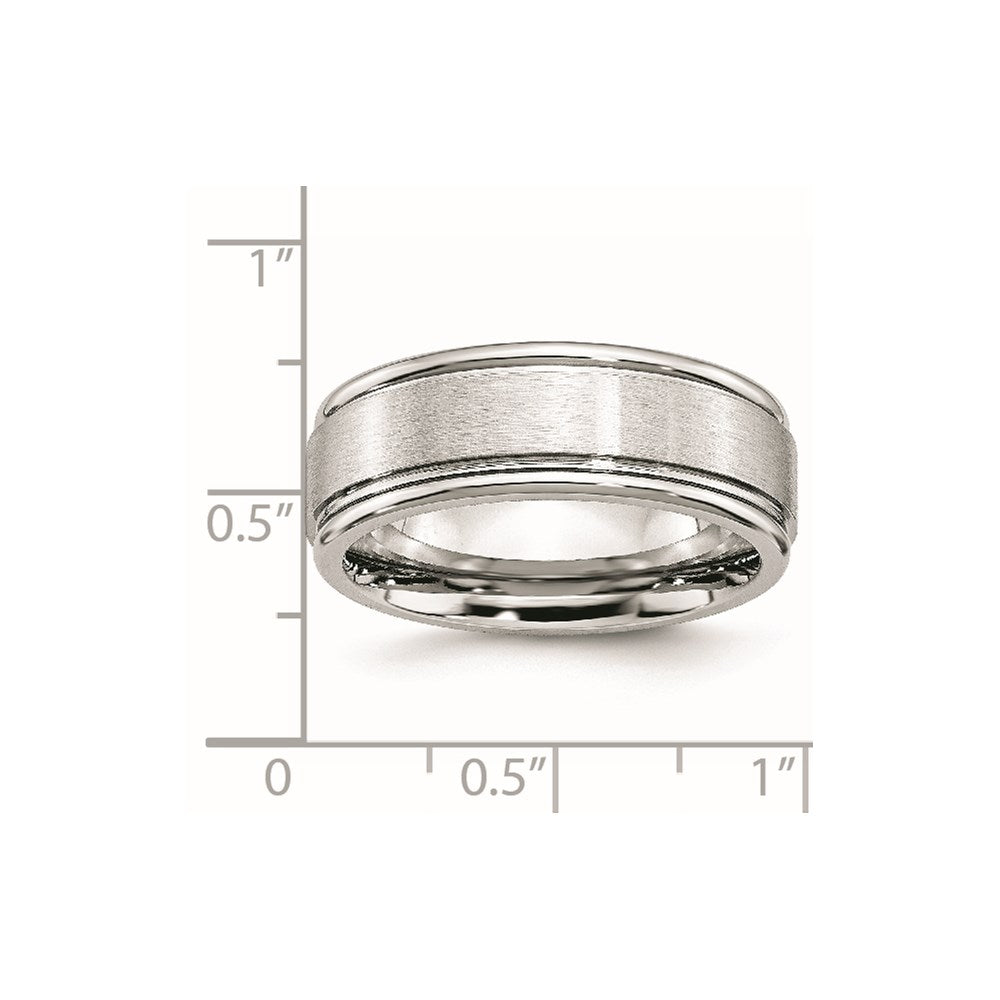 Cobalt Satin and Polished Ridged Edge 8mm Band Size - 8.5