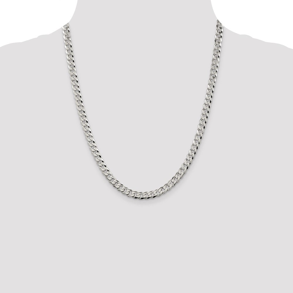Sterling Silver 6mm Beveled Curb Chain 22 Inches