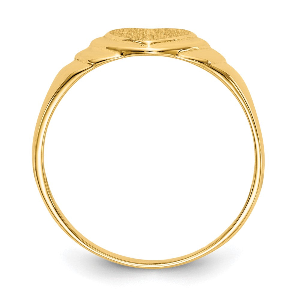 14k 6.75x6.75mm Closed Back Children's Heart Signet Ring Size 4.75