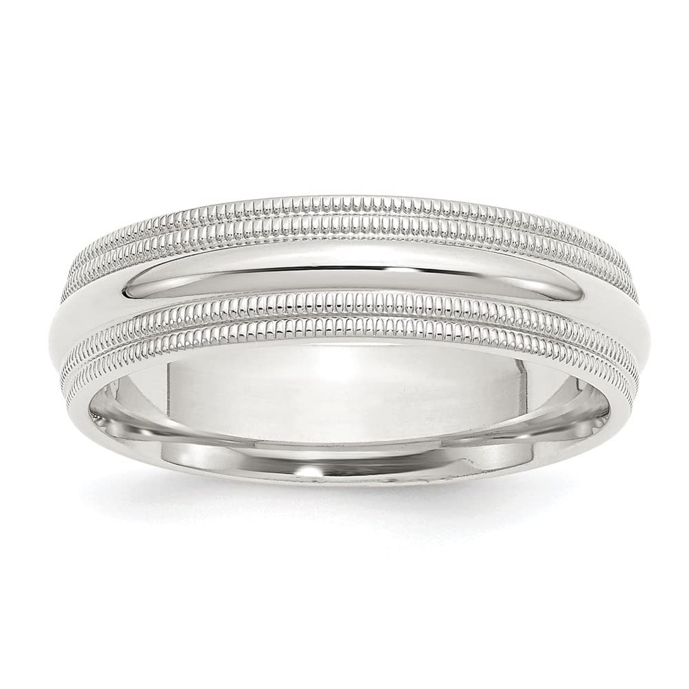 925 Sterling Silver Polished 6mm Comfort-Fit Double Milgrain Size 5.5 Band Ring Ring for Women and Men