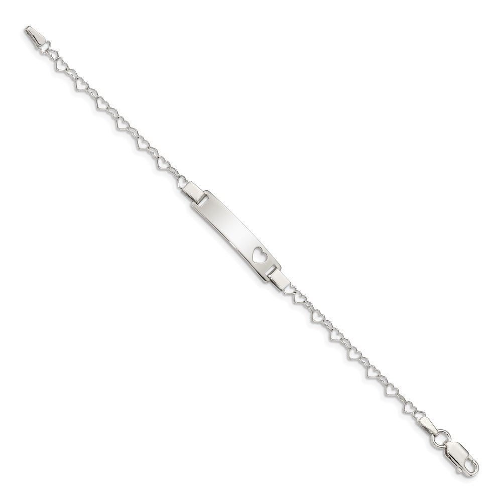 Sterling Silver Heart Baby ID Bracelet 6 inches