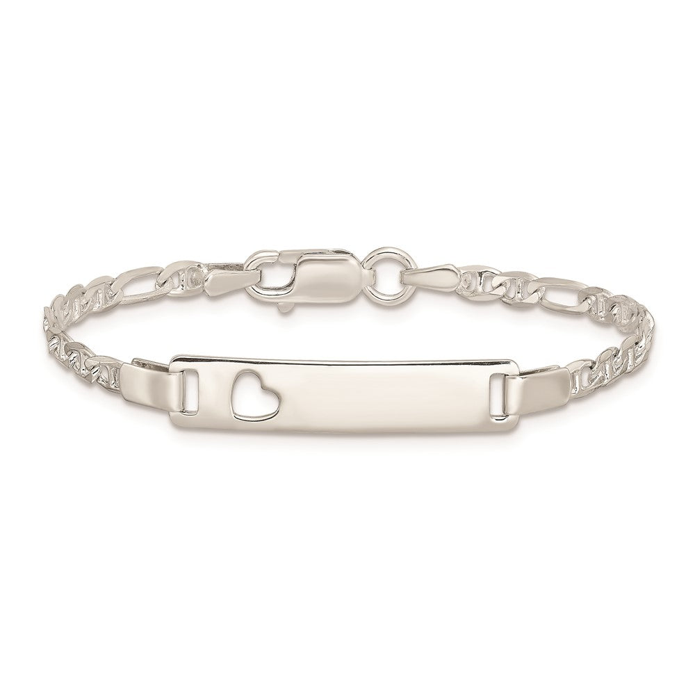 Sterling Silver Baby ID with Cut-out Heart Bracelet 6 inches