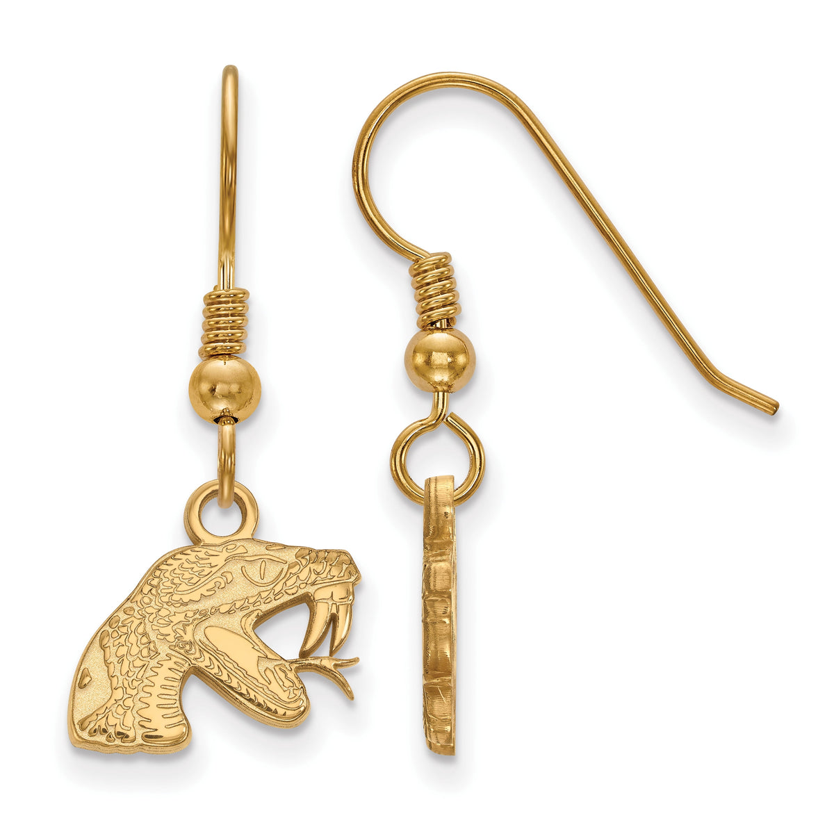 Sterling Silver w/ 14K Yellow Gold-Plated Official Licensed Collegiate Florida A&M University (FAMU) XS Dangle Earrings