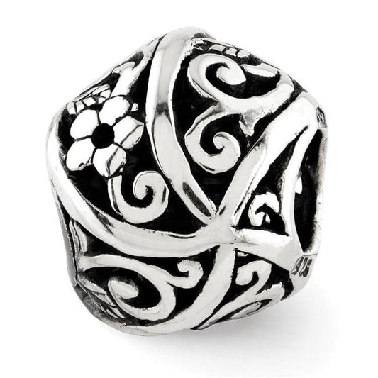 Sterling Silver Reflections Flowers & Vines Bali Bead