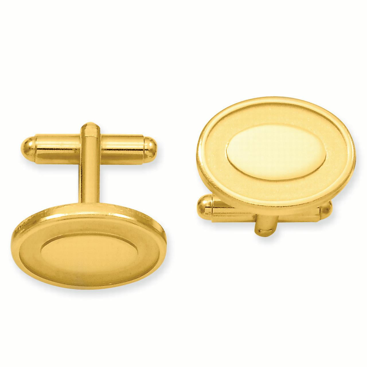 Kelly Waters Gold-plated Oval with Engravable Area Cuff Links QKW608