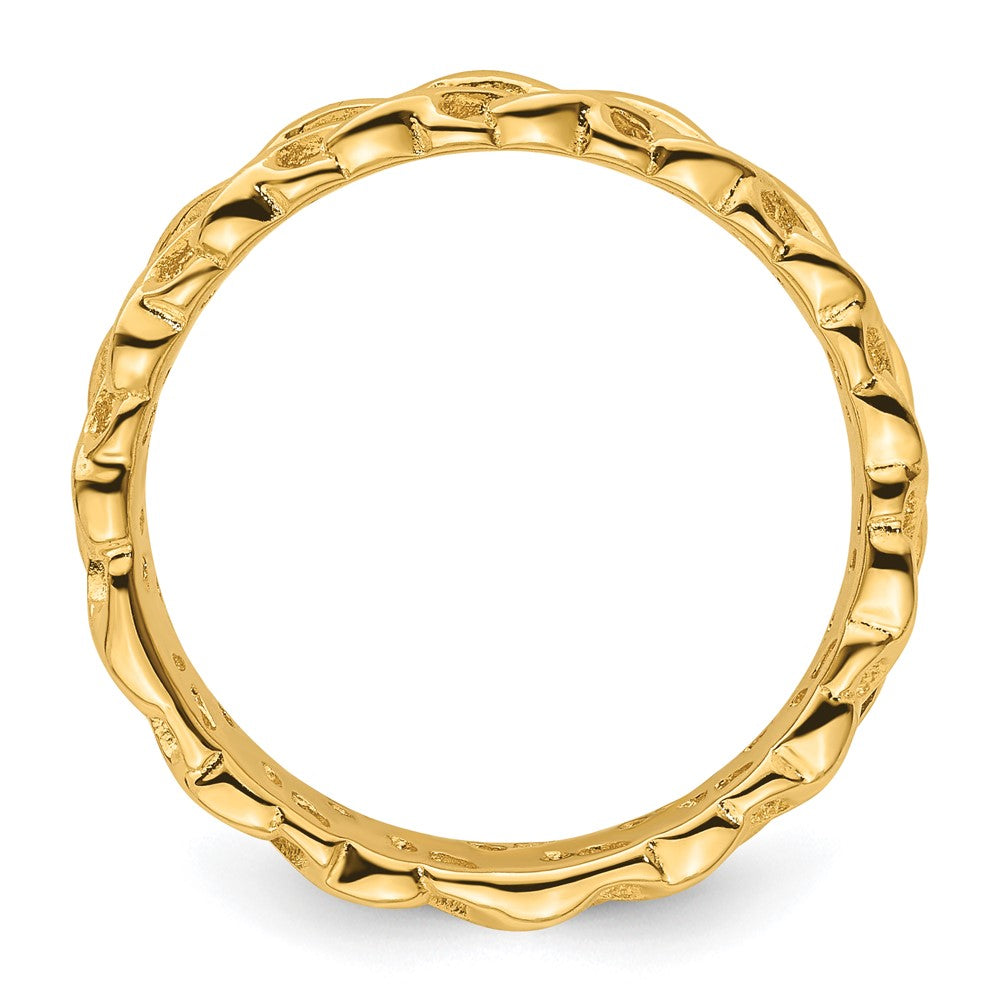 Sterling Silver Stackable Expressions Gold-plated Carved Band Size -5