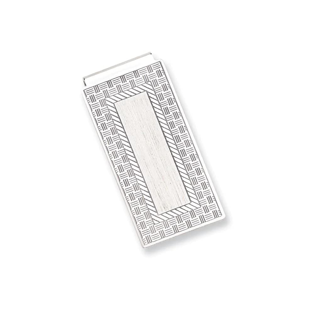 Primal Rhodium-plated Kelly Waters Checkerboard Hinged Money Clip