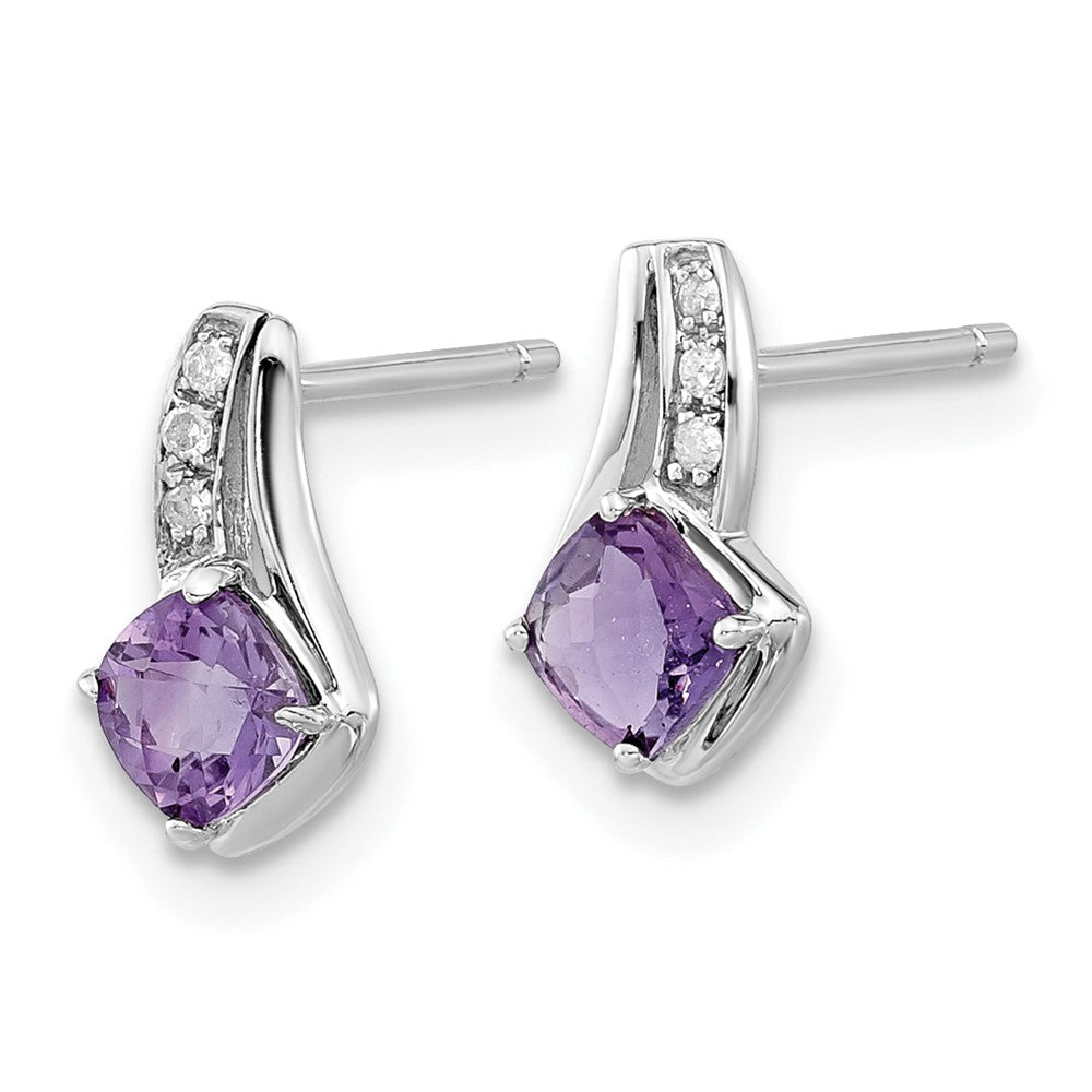10K White Gold Amethyst and Diamond  Earrings