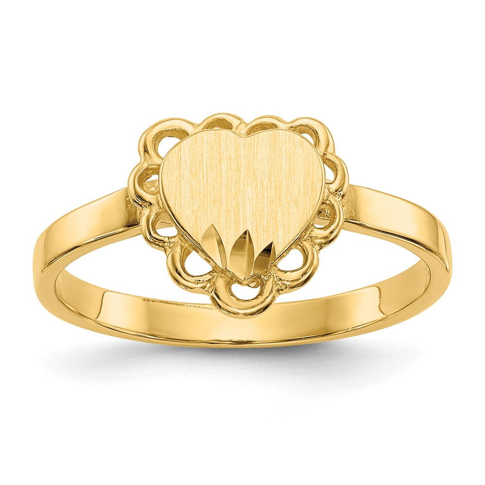 14k 6.5x7.0mm Open Back Heart Signet Ring Size 6