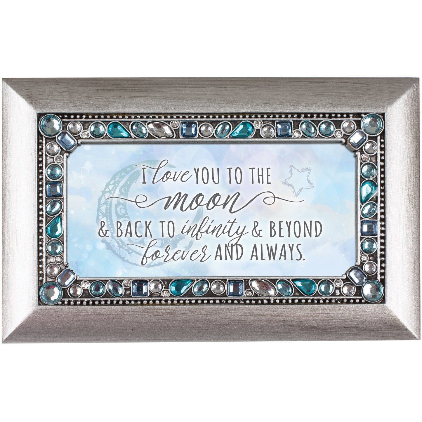 Silver-tone Resin Moon and Back Jeweled Music Box (Plays You Light Up My Life) QGM18626