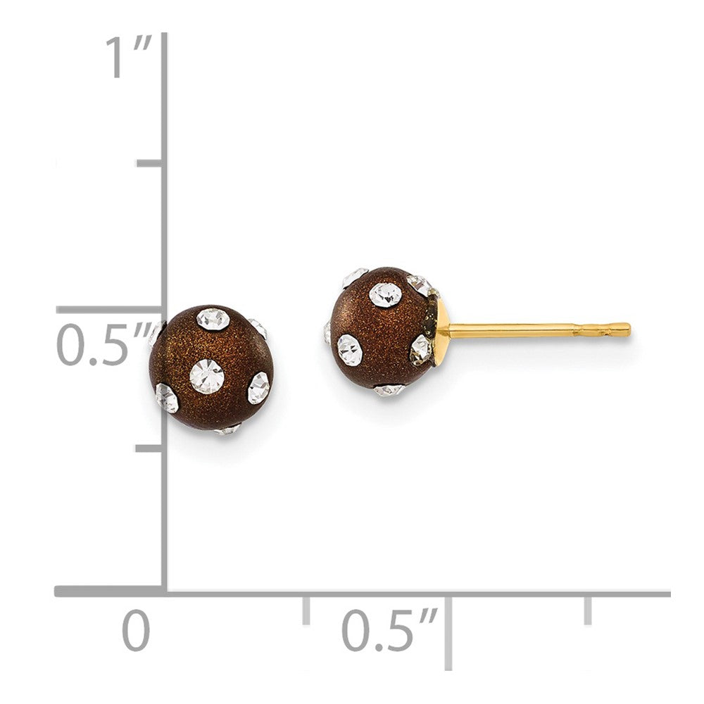 14ky Crystal Brown 6mm Post Earrings