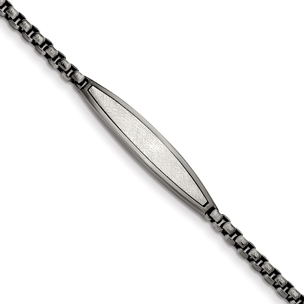 Stainless Steel Antiqued White Bronze Plated Scratch Finish  8.5in Bracelet 8.5 inches