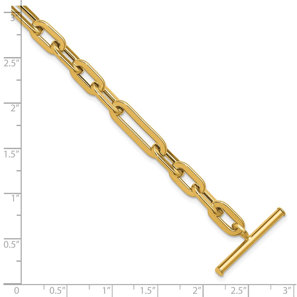 14K Polished Fancy Link Toggle Clasp Bracelet 7.75  inches