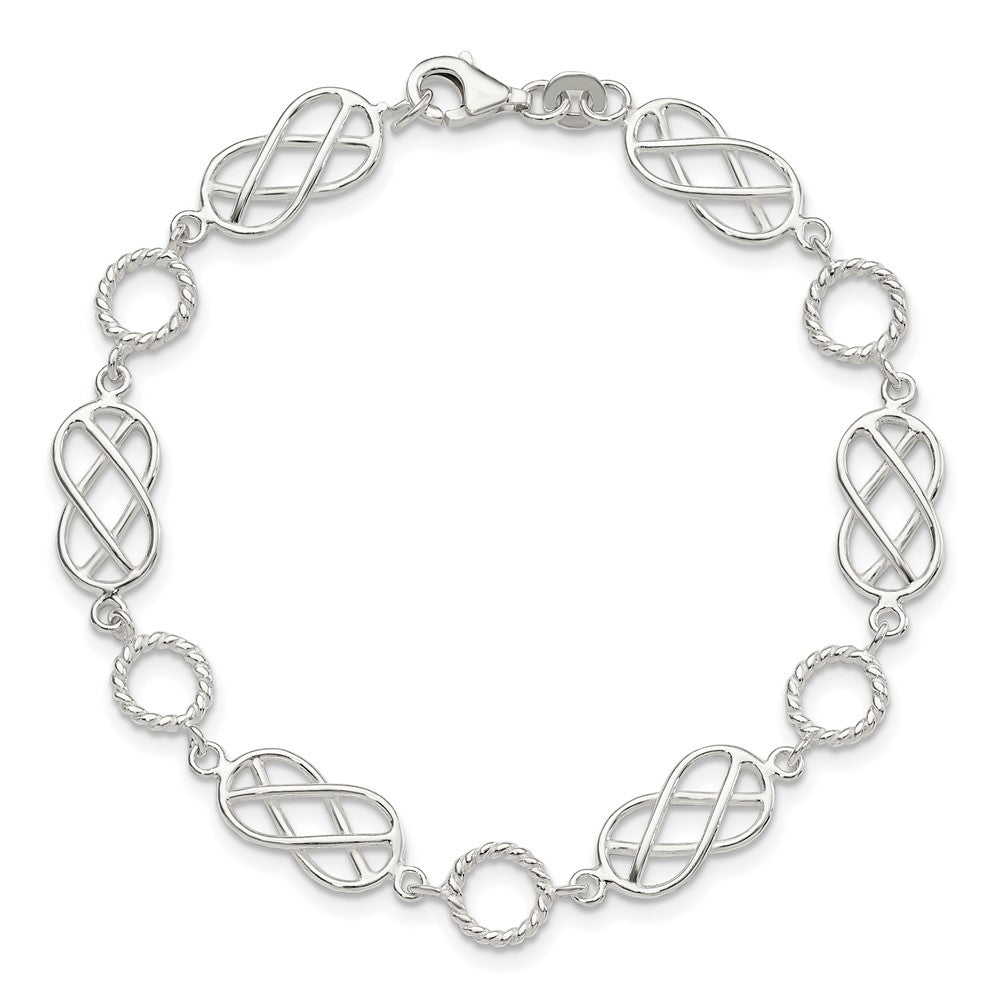 Sterling Silver Pretzel Circle Bracelet 7.25 inches
